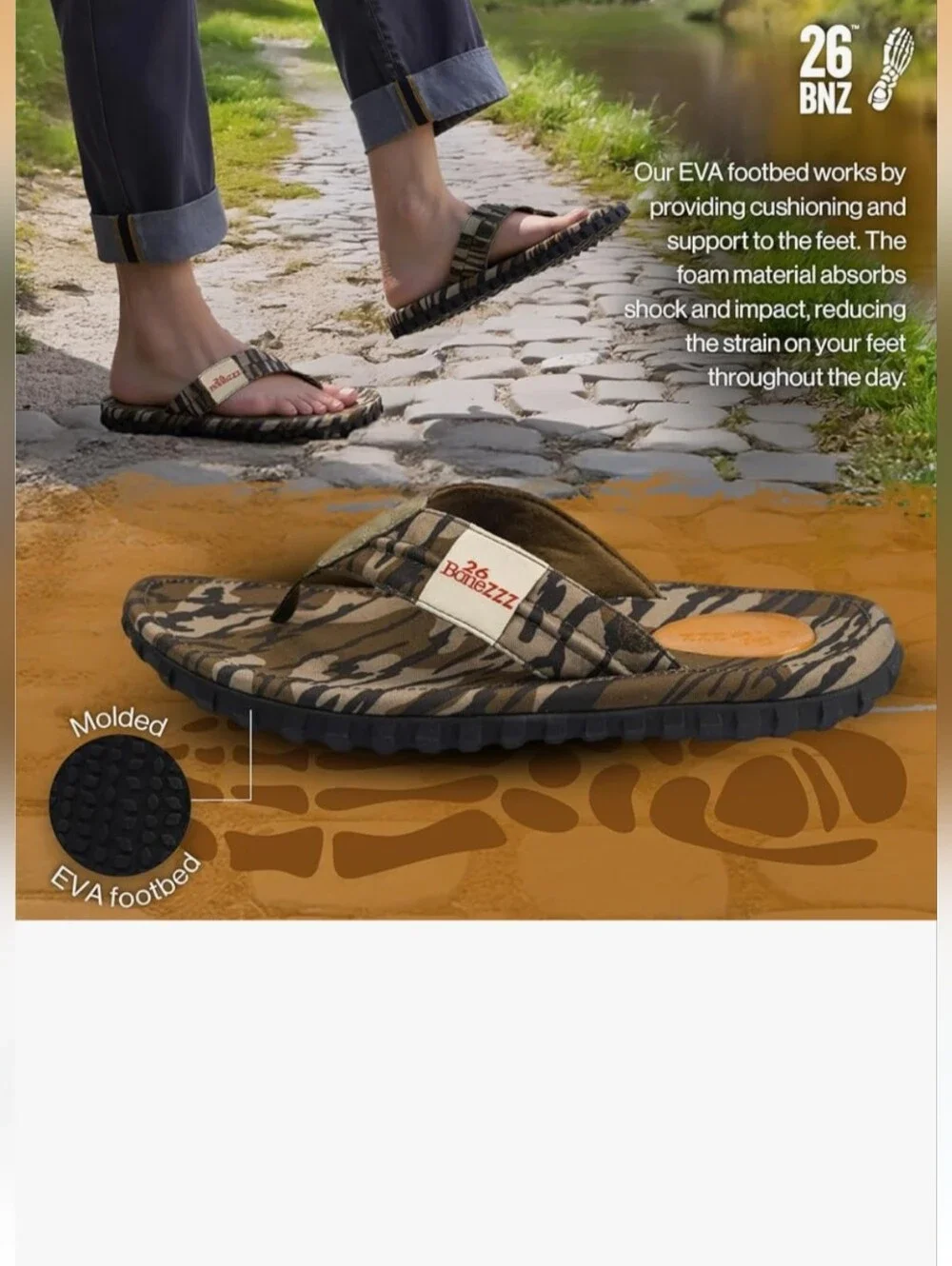 Bonezzz Chillzzz Flip Flops for Men – Memory Foam Sandals with Heel Pad G